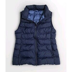 UNIQLO Boy's Size 11-12 Navy Blue Ultra Light Vest Zip Jacket Coat